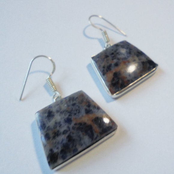 Earrings Sodalite 925 Sterling Silver Jewelry - Picture 6 of 8